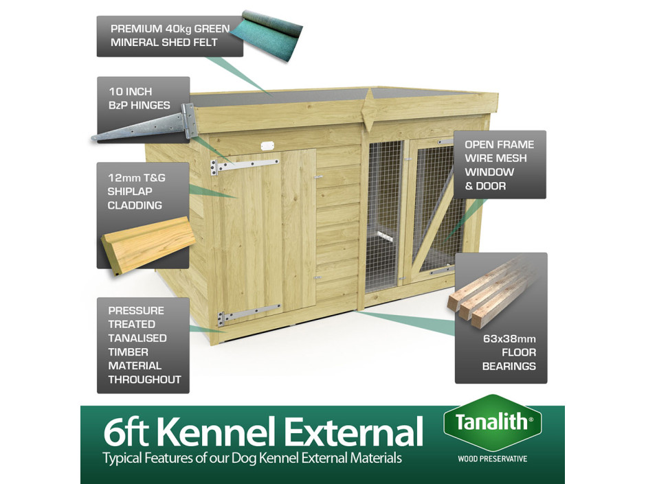 6ft x 4ft Dog Kennel and Run