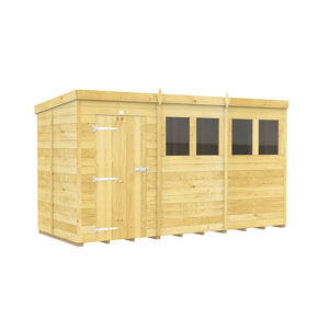 12ft x 5ft Pent Shed with tongue and groove cladding in garden.