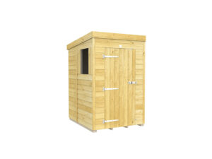 4ft x 5ft Pent Shed with compact pent roof and timber finish