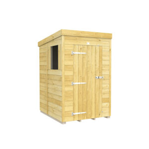 4ft x 5ft Pent Shed with compact pent roof and timber finish