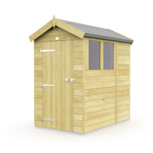 Compact 4ft x 7ft Apex Shed with tongue and groove cladding.