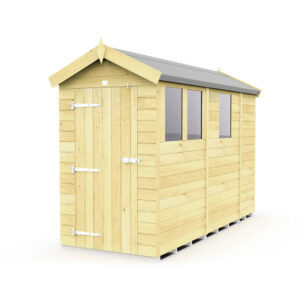 4ft x 9ft apex garden shed with tall roof and weatherproof panels for outdoor storage