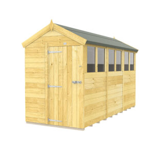 5ft x 12ft Apex Shed with tongue and groove cladding in garden.