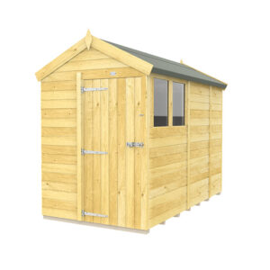 5ft x 9ft apex shed with wooden tongue and groove panels.