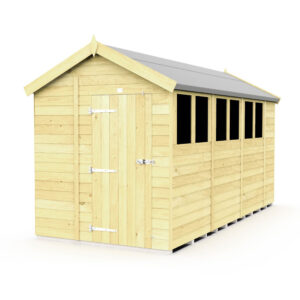 7ft x 14ft Apex Shed with double doors and windows