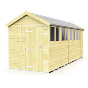 7ft x 19ft timber apex shed with double doors