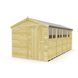 8ft x 17ft Apex Shed with pressure-treated timber in garden