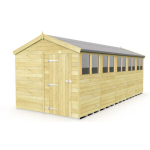 8ft x 20ft wooden apex garden shed with double doors