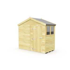 8ft x 4ft Apex Shed in garden with double doors