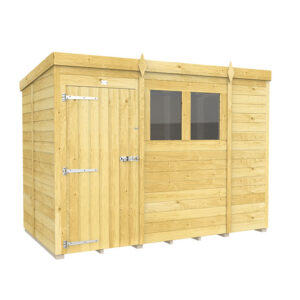 Spacious 9ft x 5ft Pent Shed in a modern garden setting