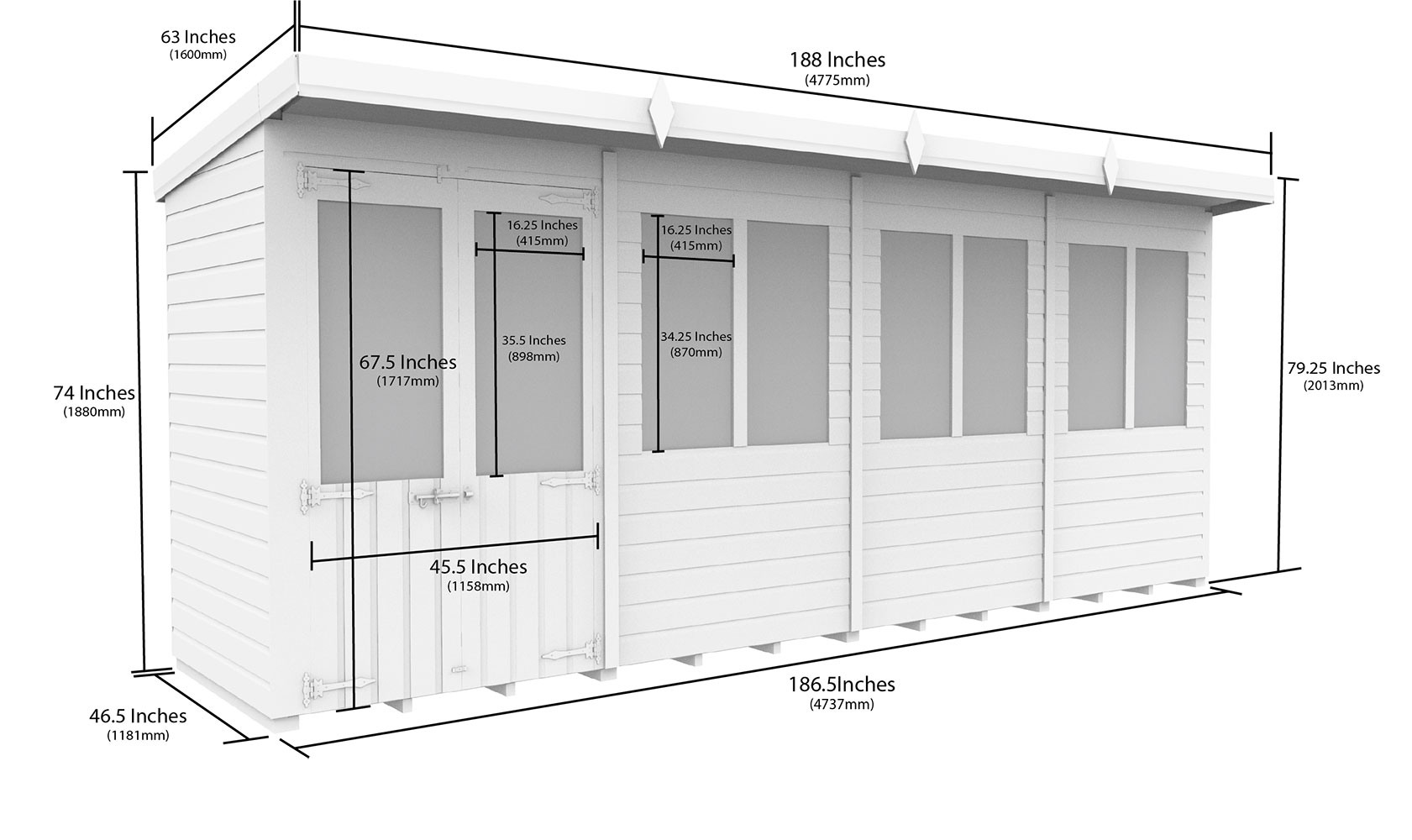 16ft x 4ft Pent Summer House - Image 2