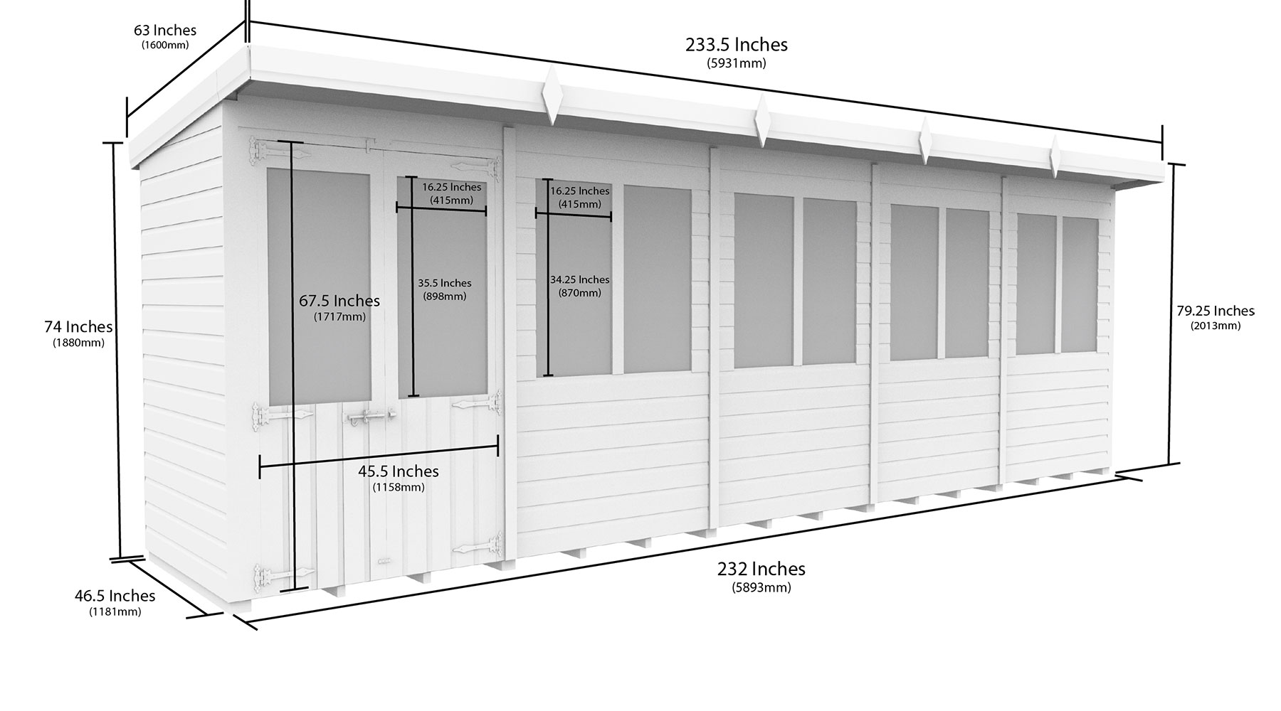 20ft x 4ft Pent Summer House - Image 2