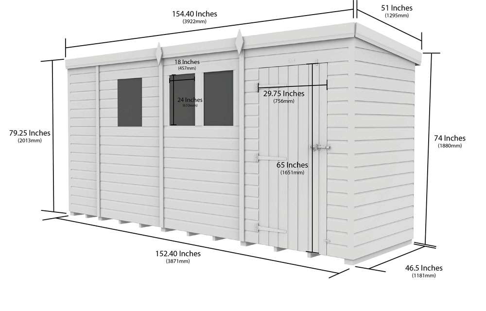 13ft x 4ft Pent Shed - Image 5
