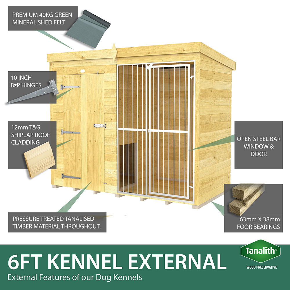 12ft X 6ft Dog Kennel and Run Full Height with Bars - Image 3