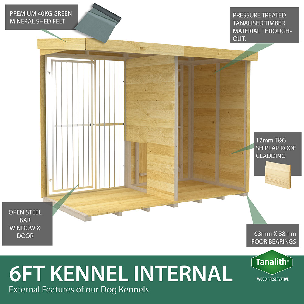 12ft X 6ft Dog Kennel and Run Full Height with Bars - Image 4