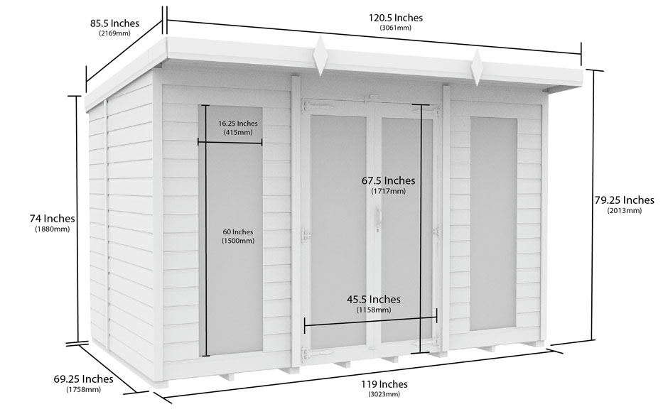 10ft x 6ft Pent Summer House (Full Height Window) - Image 2