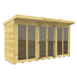 12ft x 4ft Pent Summer House Loglap (Full Height Window)