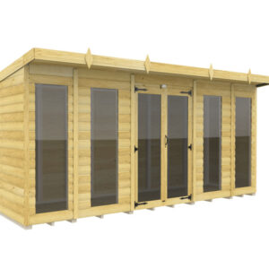 14ft x 4ft Pent Summer House Loglap (Full Height Window)