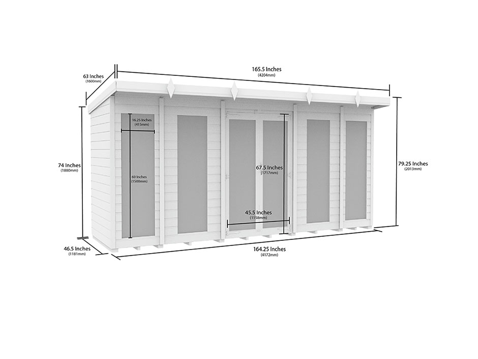 14ft x 4ft Pent Summer House Loglap (Full Height Window) - Image 5