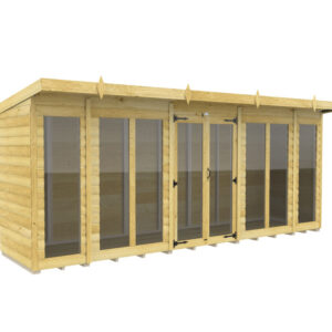 16ft x 4ft Pent Summer House Loglap (Full Height Window)