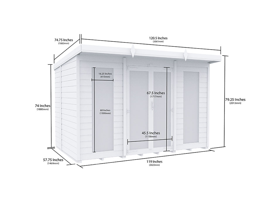 10ft x 5ft Pent Summer House Loglap (Full Height Window) - Image 5