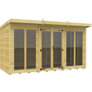 12ft x 5ft Pent Summer House Loglap (Full Height Window)