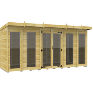 14ft x 5ft Pent Summer House Loglap (Full Height Window)