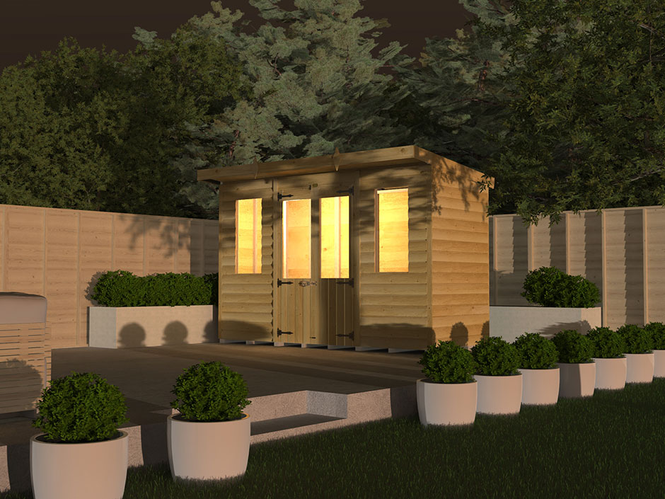 20ft x 5ft Pent Summer House Loglap (Full Height Window) - Image 2