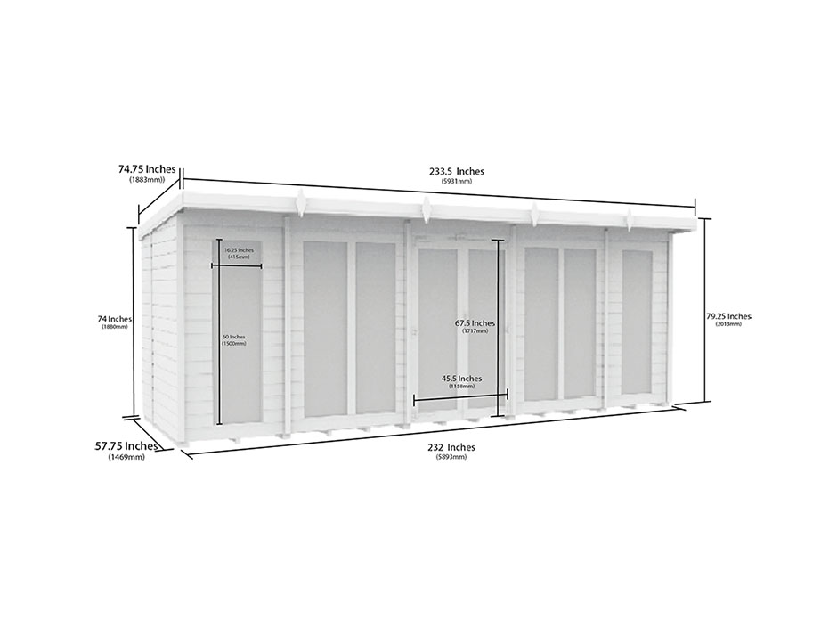 20ft x 5ft Pent Summer House Loglap (Full Height Window) - Image 5