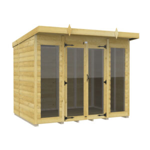 8ft x 6ft Pent Summer House Loglap (Full Height Window)