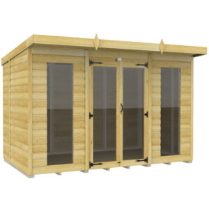 10ft x 6ft Pent Summer House Loglap (Full Height Window)