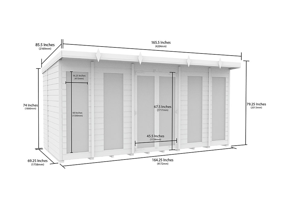 14ft x 6ft Pent Summer House Loglap (Full Height Window) - Image 4