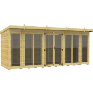 16ft x 6ft Pent Summer House Loglap (Full Height Window)