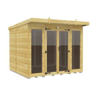 8ft x 7ft Pent Summer House Loglap (Full Height Window)