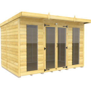 10ft x 7ft Pent Summer House Loglap (Full Height Window)