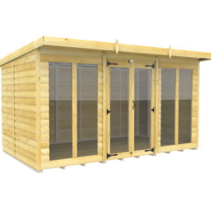 12ft x 7ft Pent Summer House Loglap (Full Height Window)
