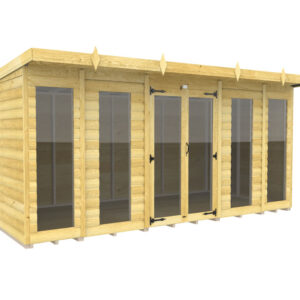 14ft x 7ft Pent Summer House Loglap (Full Height Window)