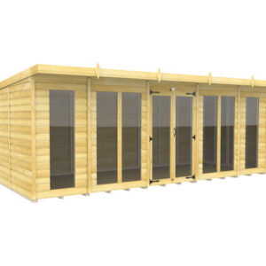 18ft x 7ft Pent Summer House Loglap (Full Height Window)