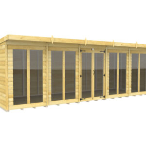 20ft x 7ft Pent Summer House Loglap (Full Height Window)