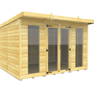 10ft x 8ft Pent Summer House Loglap (Full Height Window)