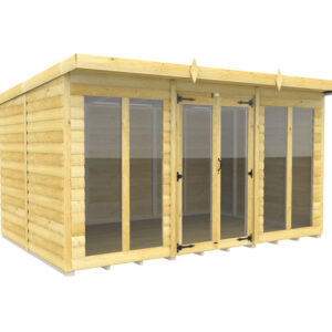 12ft x 8ft Pent Summer House Loglap (Full Height Window)