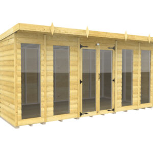 14ft x 8ft Pent Summer House Loglap (Full Height Window)