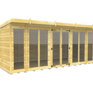 16ft x 8ft Pent Summer House Loglap (Full Height Window)