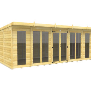 18ft x 8ft Pent Summer House Loglap (Full Height Window)