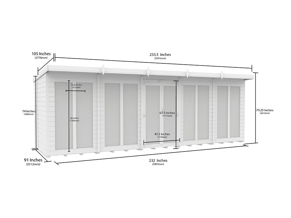 20ft x 8ft Pent Summer House Loglap (Full Height Window) - Image 5