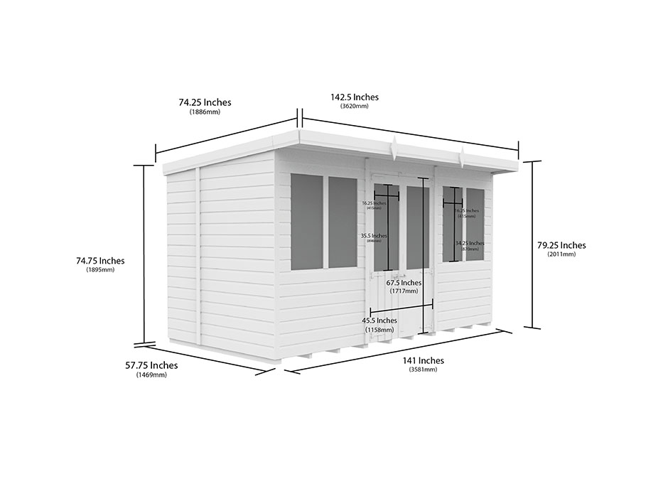 12ft x 5ft Pent Summer House Loglap - Image 5