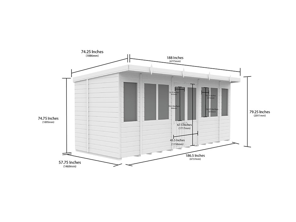 16ft x 5ft Pent Summer House Loglap - Image 5