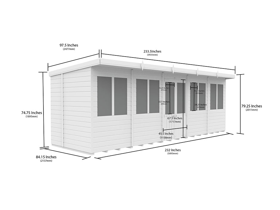 20ft x 7ft Pent Summer House Loglap - Image 5