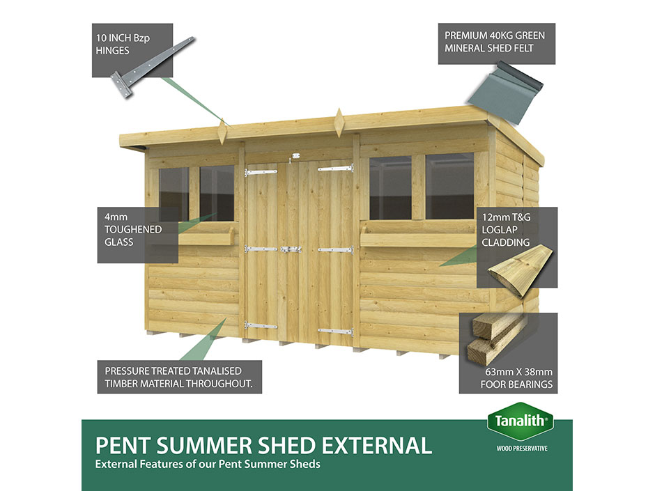 18ft x 5ft Pent Summer Shed Loglap - Image 3