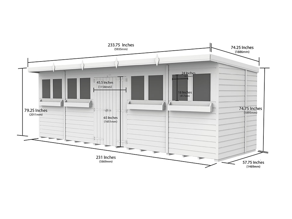 20ft x 5ft Pent Summer Shed Loglap - Image 8